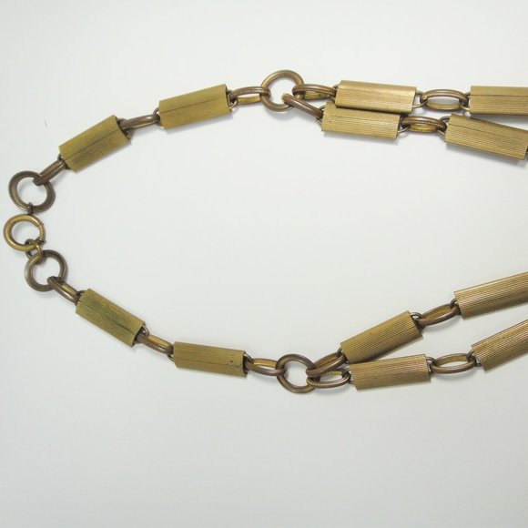 Victorian Book Chain Necklace Choker Brass Gold - Picture 4 of 10